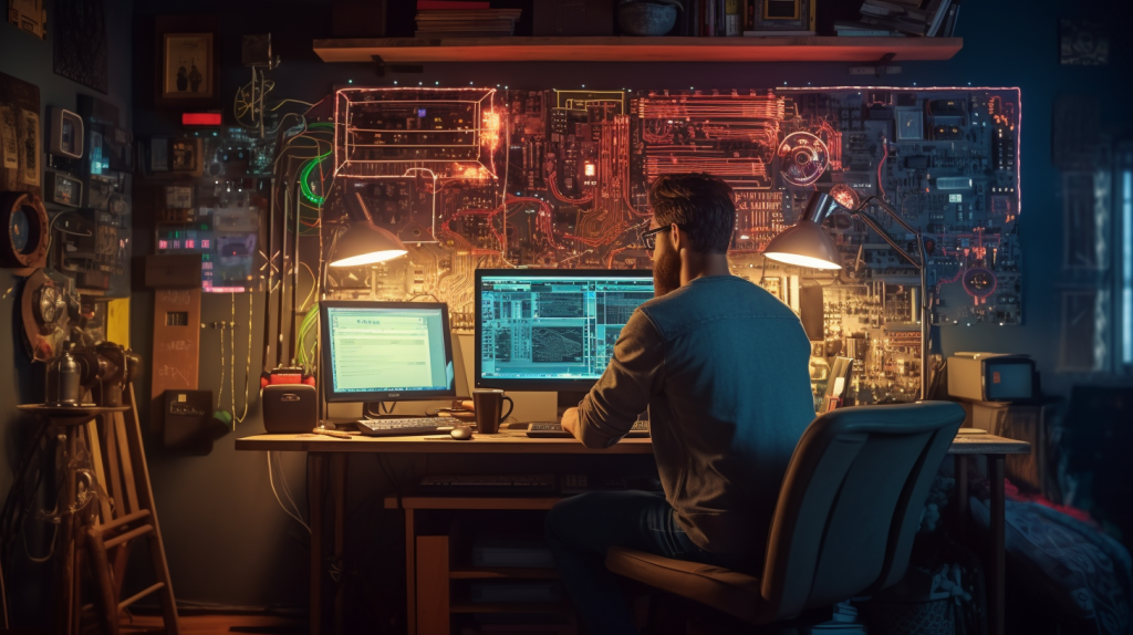 Engineer sitting a computer